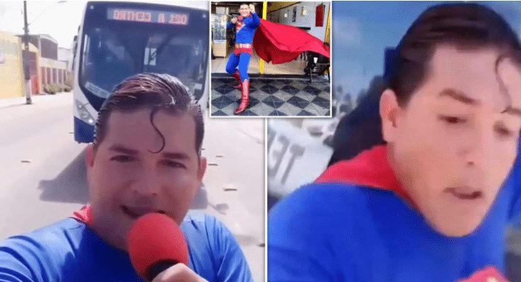 ‘Superman’ aangereden door bus die hij probeert tegen te houden (VIDEO)