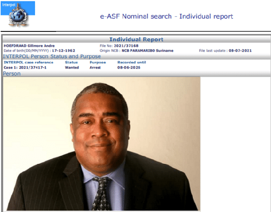 Ex-minister Hoefdraad op Interpol-lijst