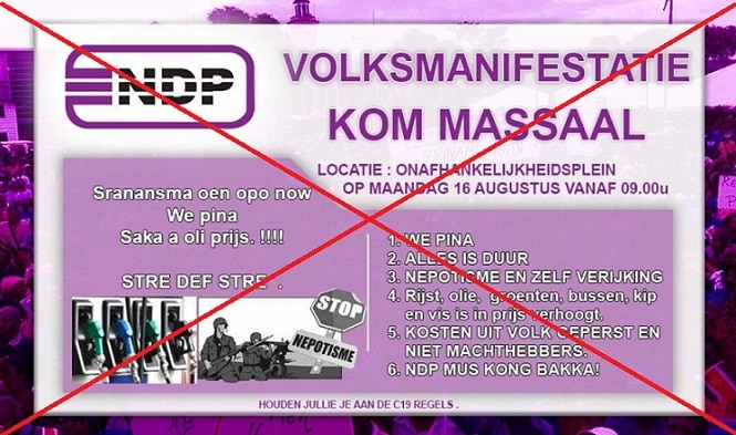 Geen oproep van NDP om te protesteren