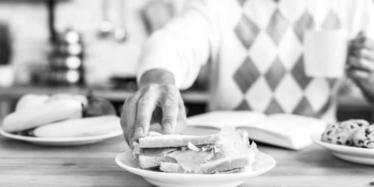 close up man eating healthy sandwiches kitchen 1