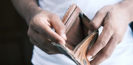 portemonnee leeg geld arm