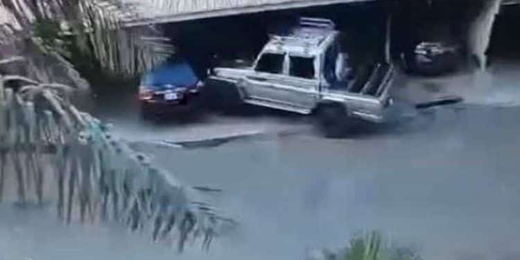 A garb taken from a CCTV camera purportedly showing the man drives into neighbours cars.  17d76799545 large