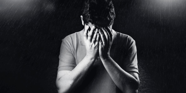 man depressief verdrietig