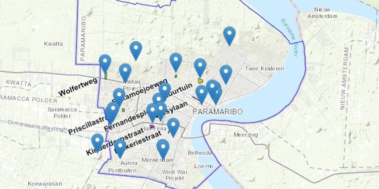 kaart paramaribo suriname