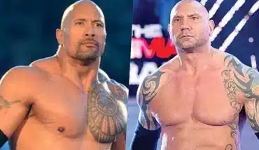Dave Bautista wilde nooit ' de volgende Dwayne Johnson’ worden, 'ik wil gewoon een goede acteur zijn’ 37 therock batista1 1.jpg 242310155Dwayne Johnson en bautista | GFC