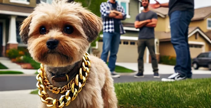 Hond met gouden ketting