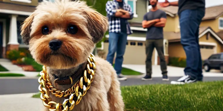 Hond met gouden ketting