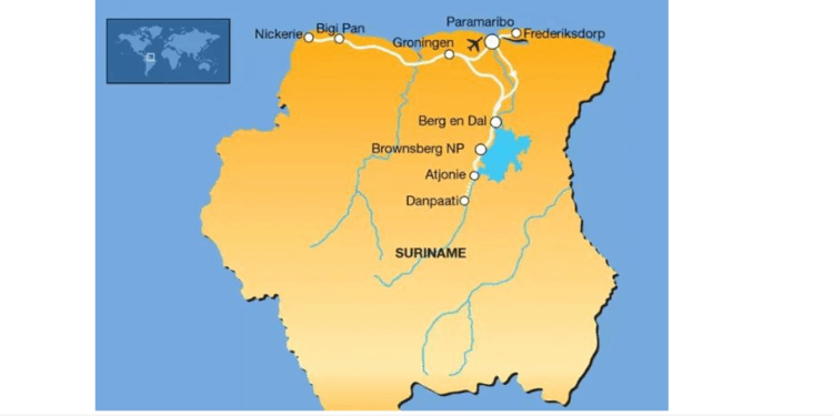 verkeerde landkaart suriname