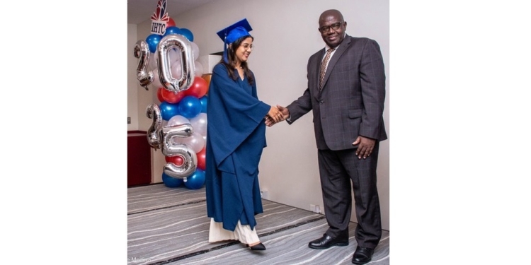 IHTC Minister Landveld congratulates Valedictorian