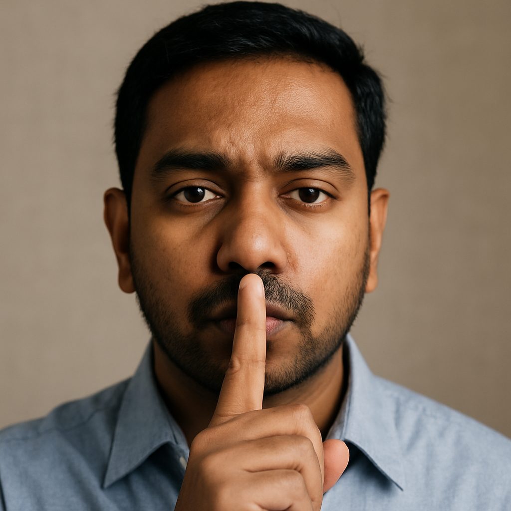 Zwijgen mond dicht Man