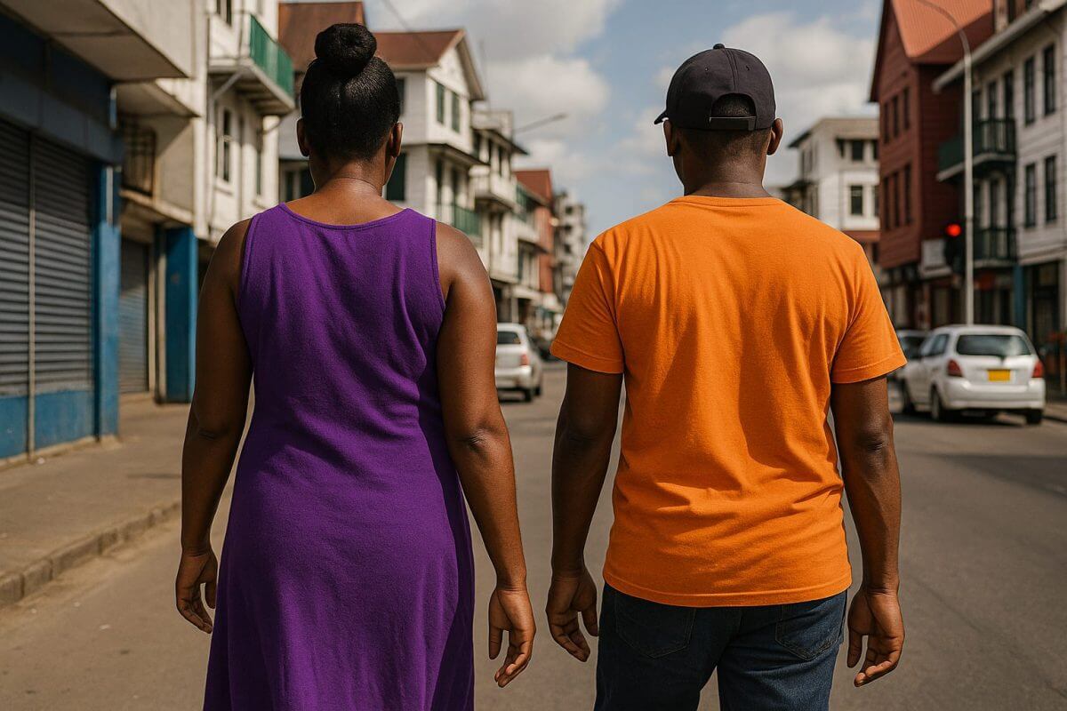 mode suriname oranje paars