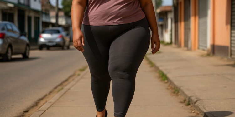 vrouw dame dik overgewicht legging strak