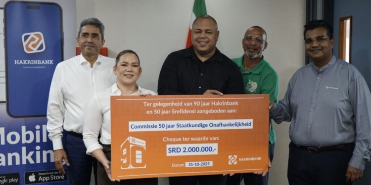 Hakrinbank doneert SRD 2 miljoen voor viering 50 Jaar Staatkundige Onafhankelijkheid