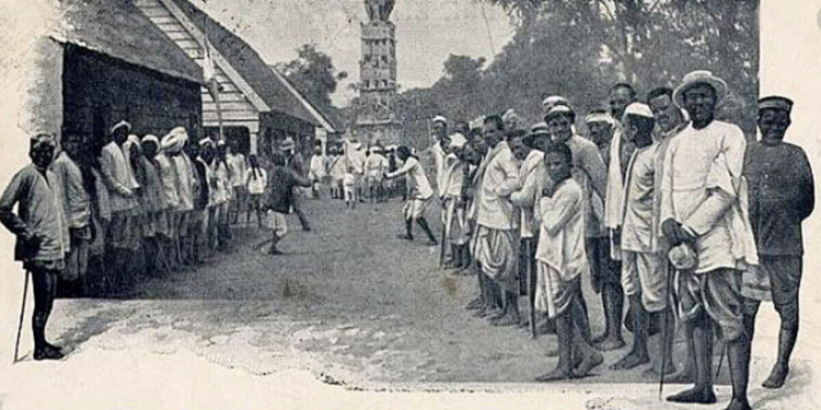 Contractarbeiders met Vrije slaven hindostanen