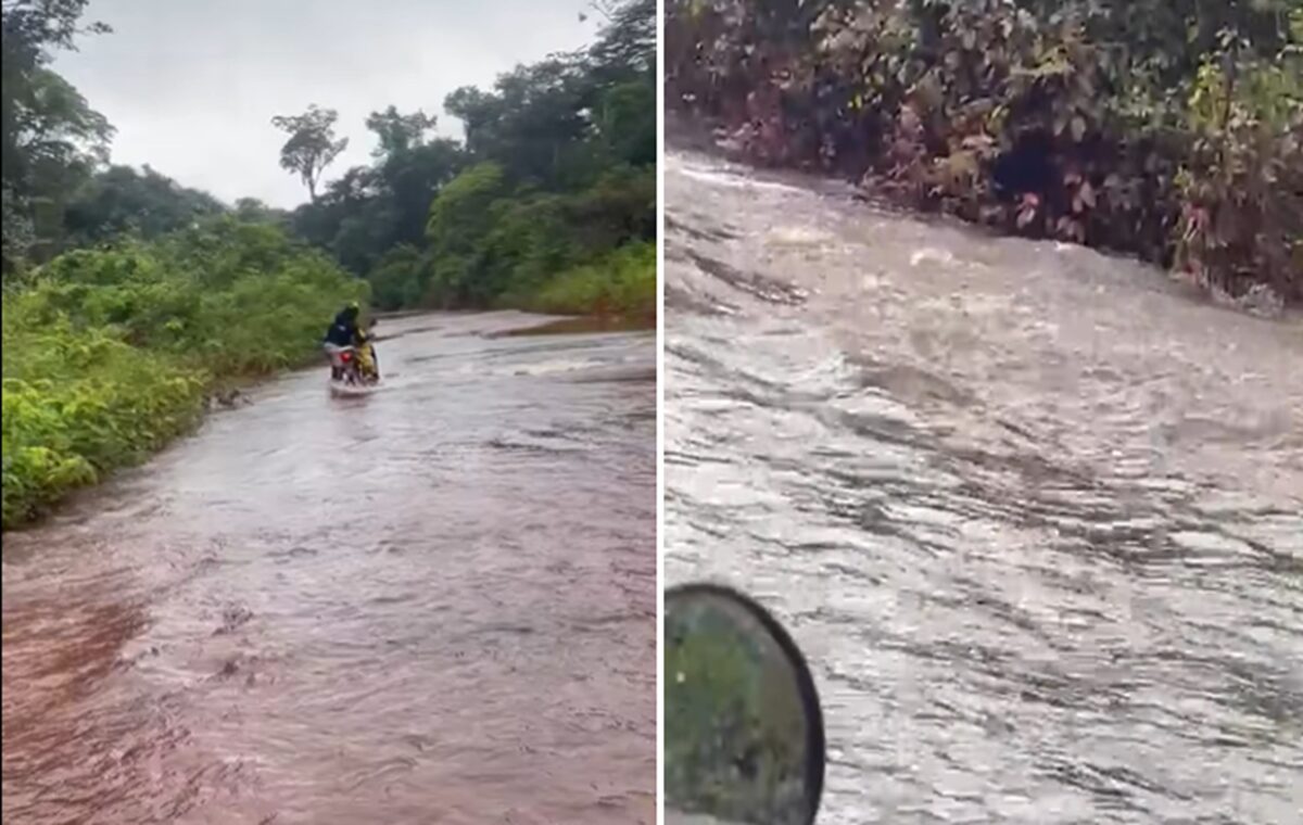 Weg tussen Pikin Saron en Bigi Poika onder water.