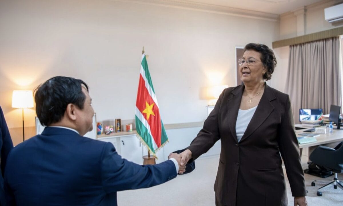 President Jennifer Simons en de Vietnamese ambassadeur Bùi Văn Nghị bespraken tijdens zijn afscheidsbezoek nieuwe mogelijkheden voor samenwerking op het gebied van landbouw, energie en klimaat. Foto: CDS